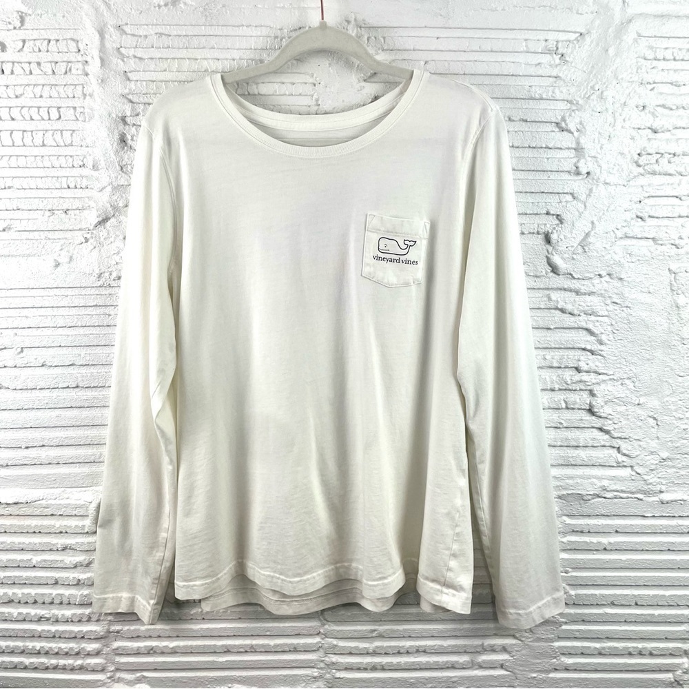 Vineyard Vines Long‎ Sleeve T-Shirt White Santa Hat Christmas 100% Cotton XL